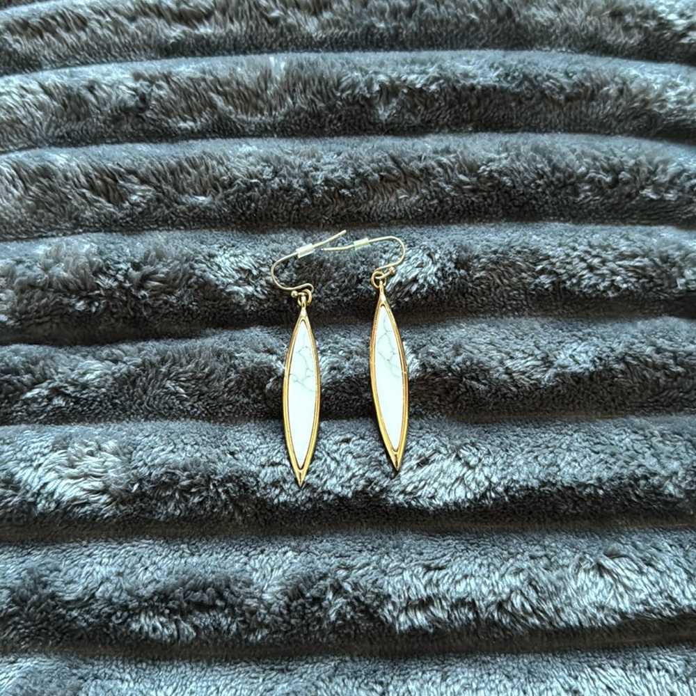 White Marble Marquise Earrings